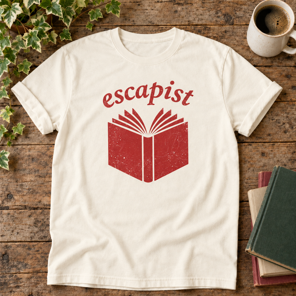 Escapist Ivory t-shirt flat lay