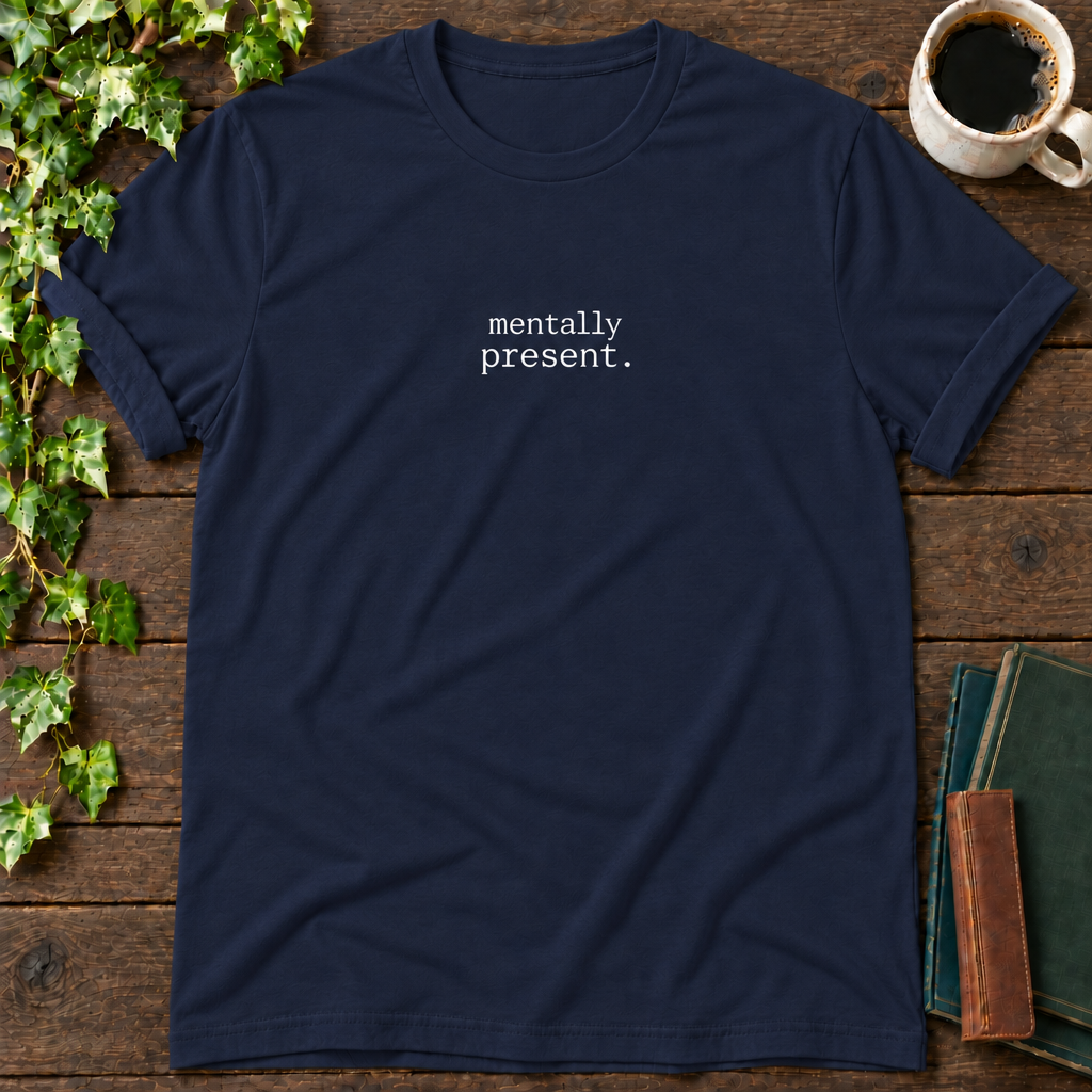 perfectly imperfect. navy t-shirt flat lay