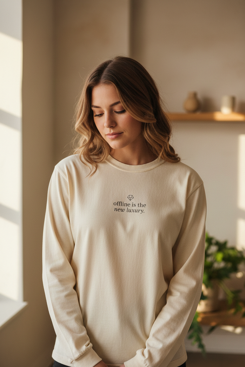 Offline is the new luxury lifestyle shot - ivory natural