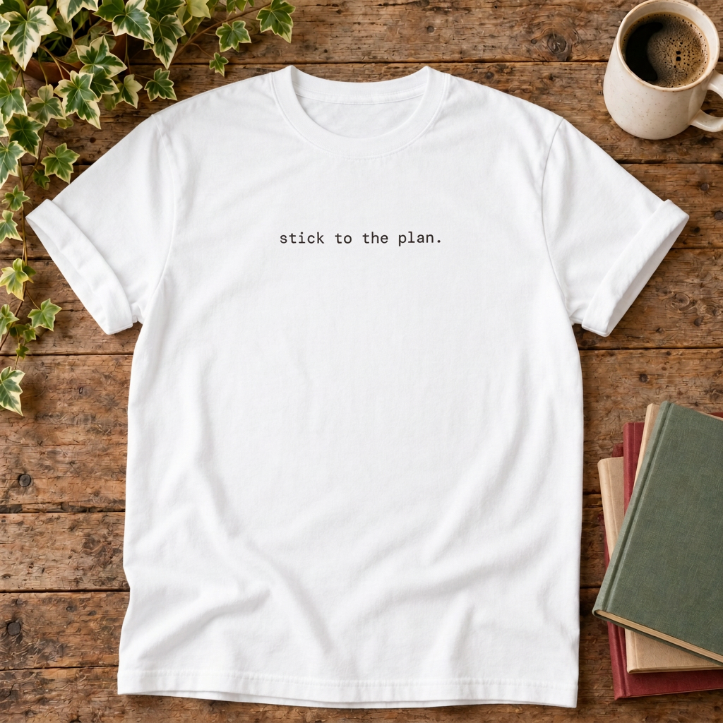 Stick to the plan T-shirt in White, flat lay