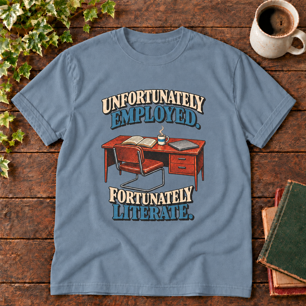 Blue Jean unfortunately employed fortunately literate tee flat lay
