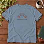 So many books so little time Blue Jean, smooth wood and realistic green red tan book stack