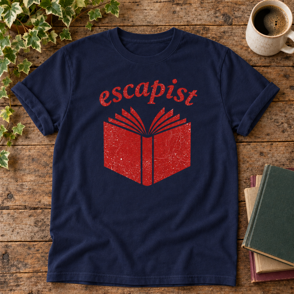 Escapist True Navy t-shirt flat lay