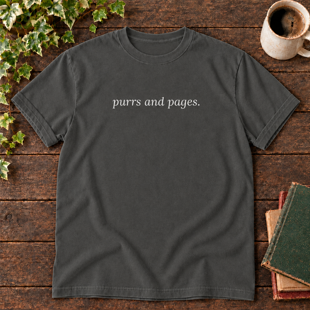Pepper purrs and pages tee with plain neckline