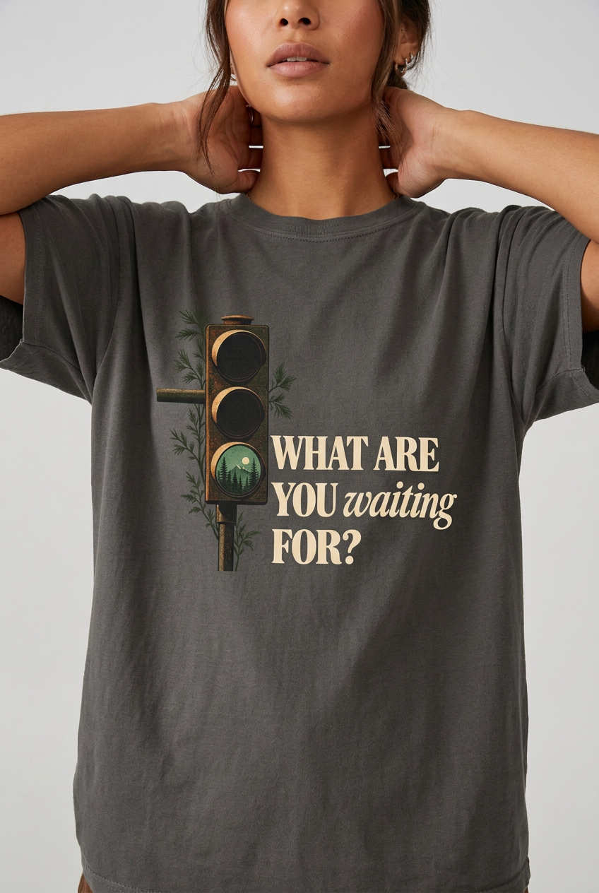 Pepper What Are You Waiting For? T-shirt lifestyle close-up