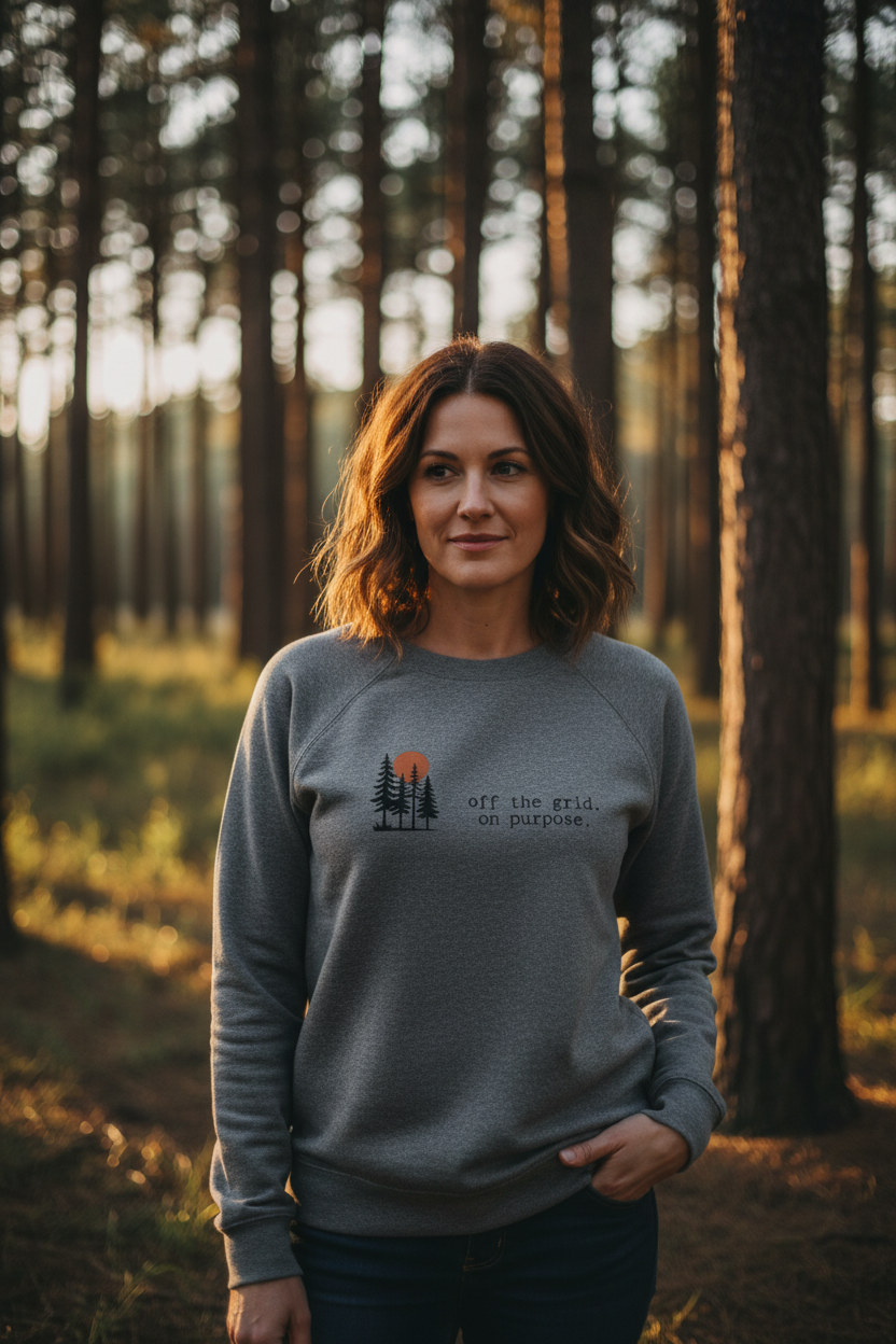 Off the grid on purpose - women's lifestyle shot