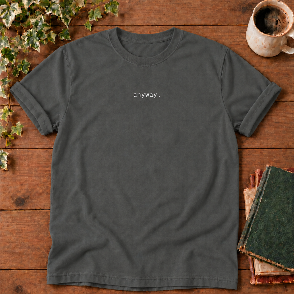 Anyway Pepper Comfort Colors 1717 flat lay with smooth folded sleeves