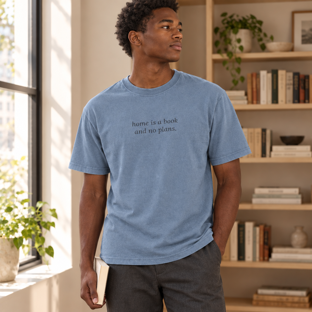 home is a book and no plans. t-shirt