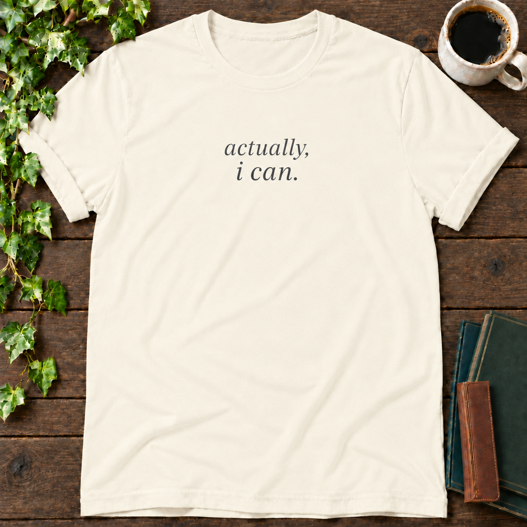 actually, i can. natural t-shirt flat lay