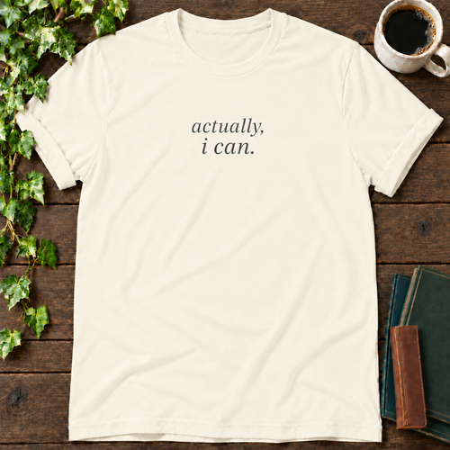 actually, i can. natural t-shirt flat lay