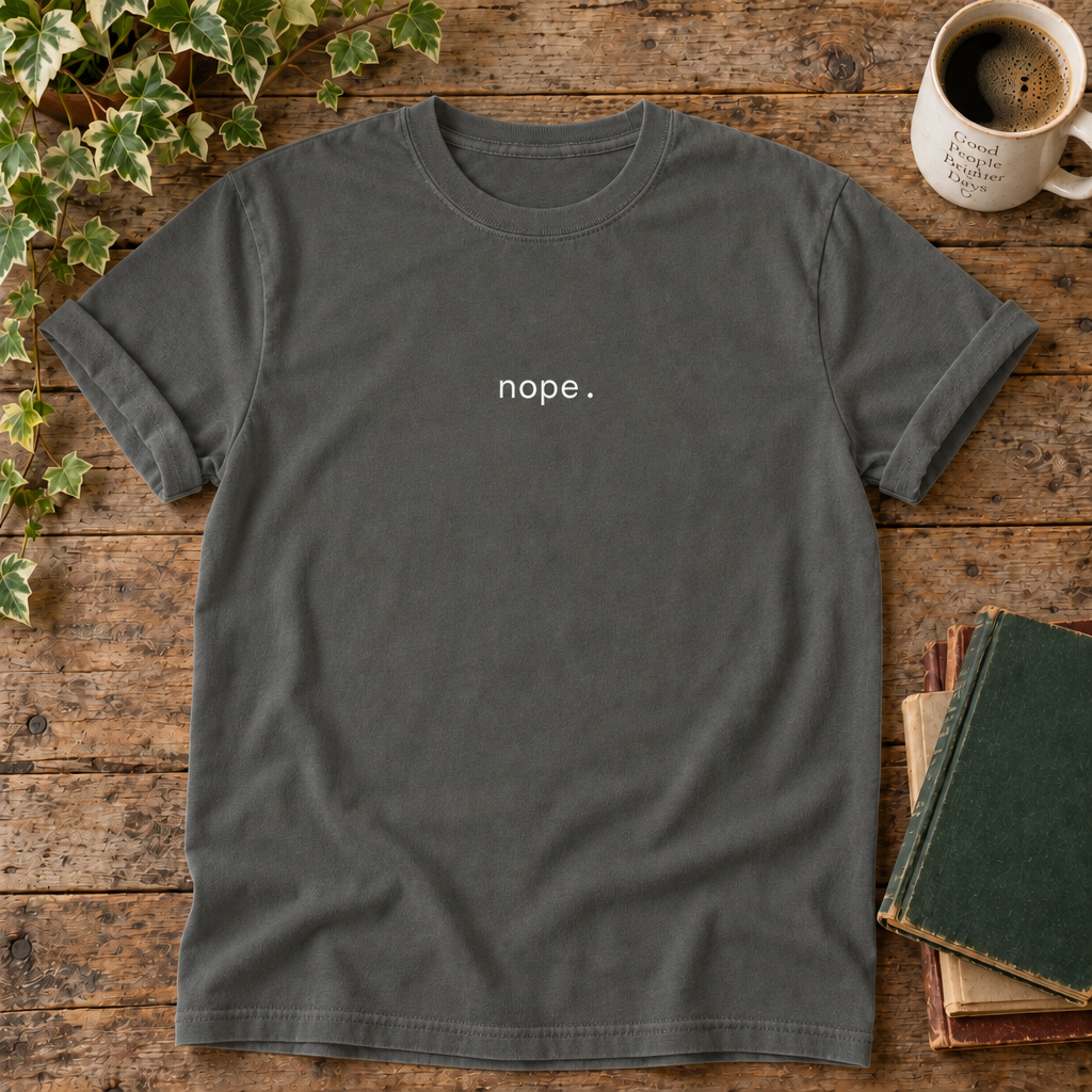Nope Pepper flat lay with weathered wood and blank book cover
