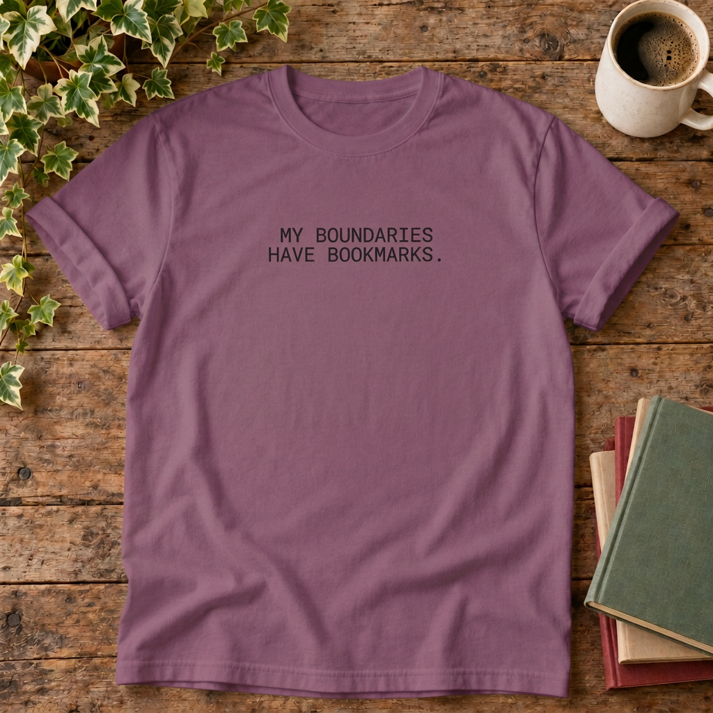 My boundaries T-shirt in Berry, stylised flat lay