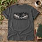 Reader under moonlight Pepper t-shirt flat lay