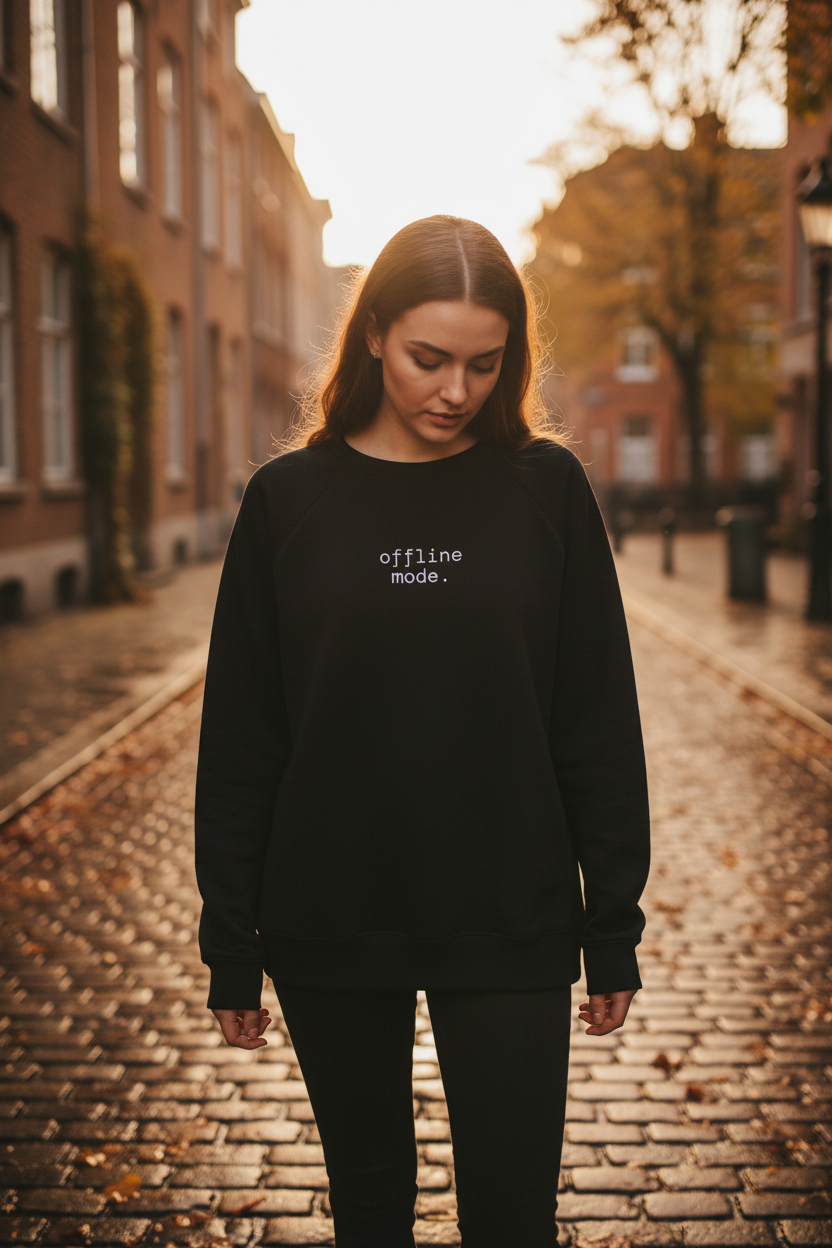 Offline Mode sweatshirt lifestyle shot - black