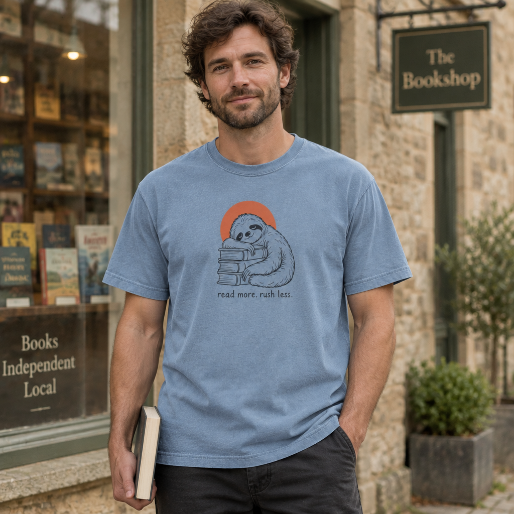 read more, rush less. t-shirt