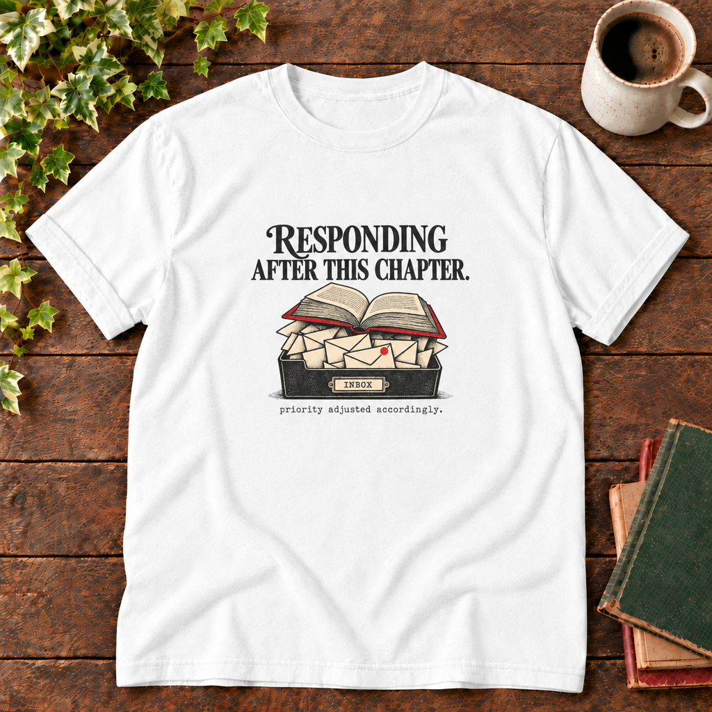 White responding after this chapter tee flat lay