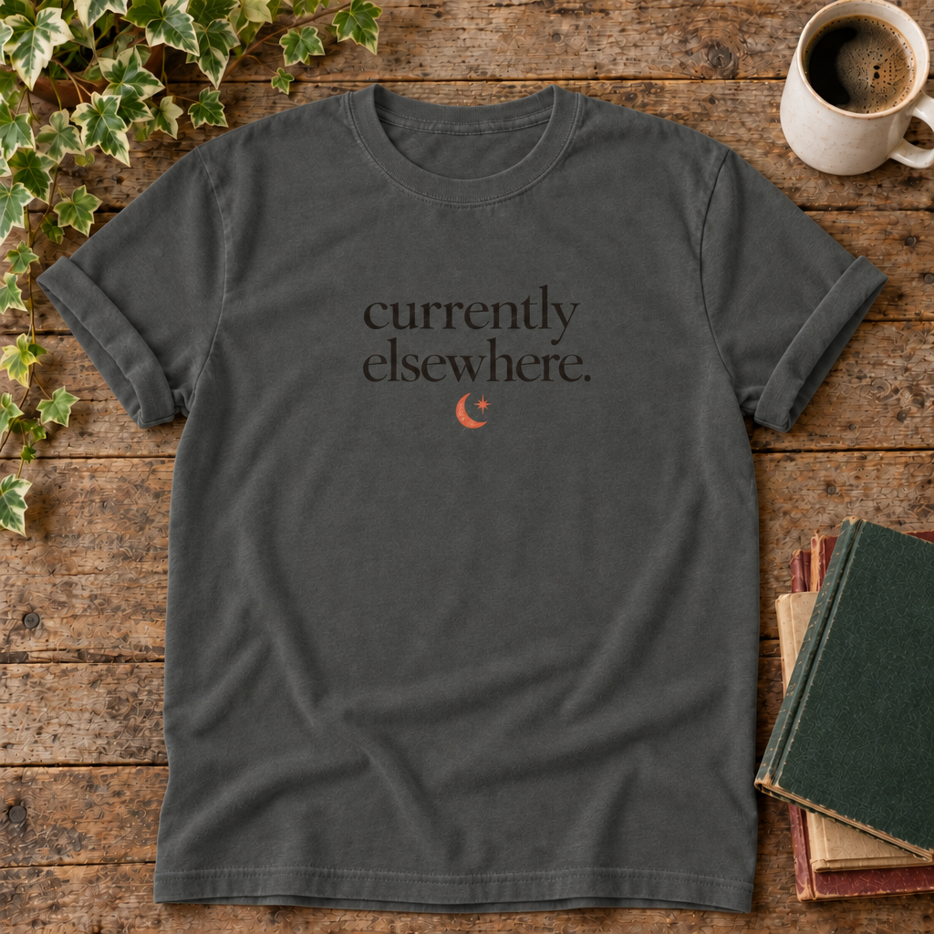 Currently elsewhere. Pepper t-shirt flat lay