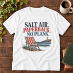 White Salt Air Paperback No Plans tee with coastal print