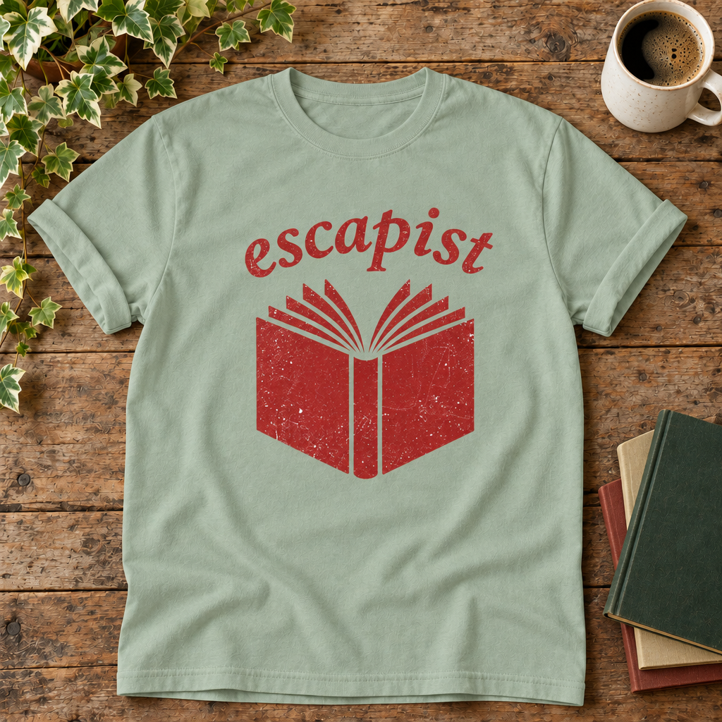 Escapist Bay t-shirt flat lay