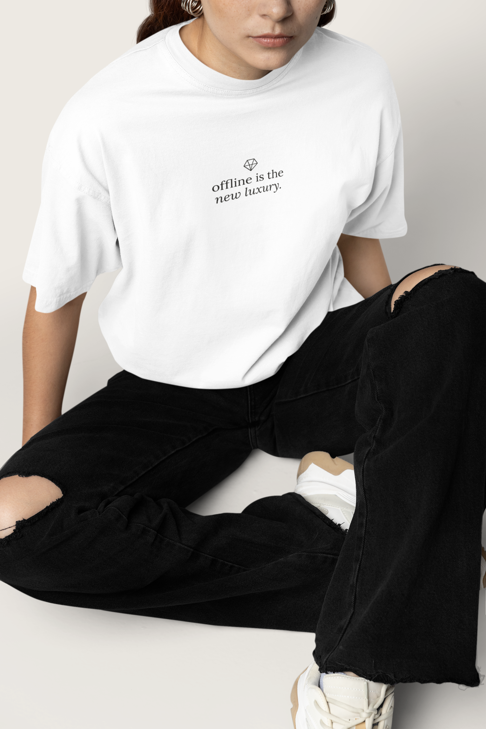 Offline is the New Luxury T-shirt | Minimalist Script Chest Design | Regular Fit