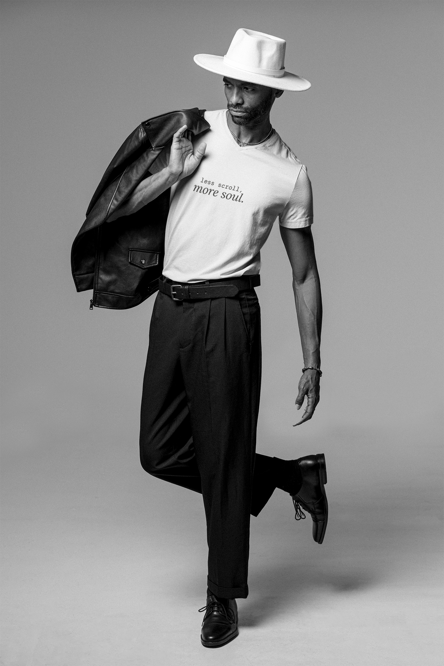 Less Scroll More Soul. T-Shirt | Minimalist Text | Regular Fit