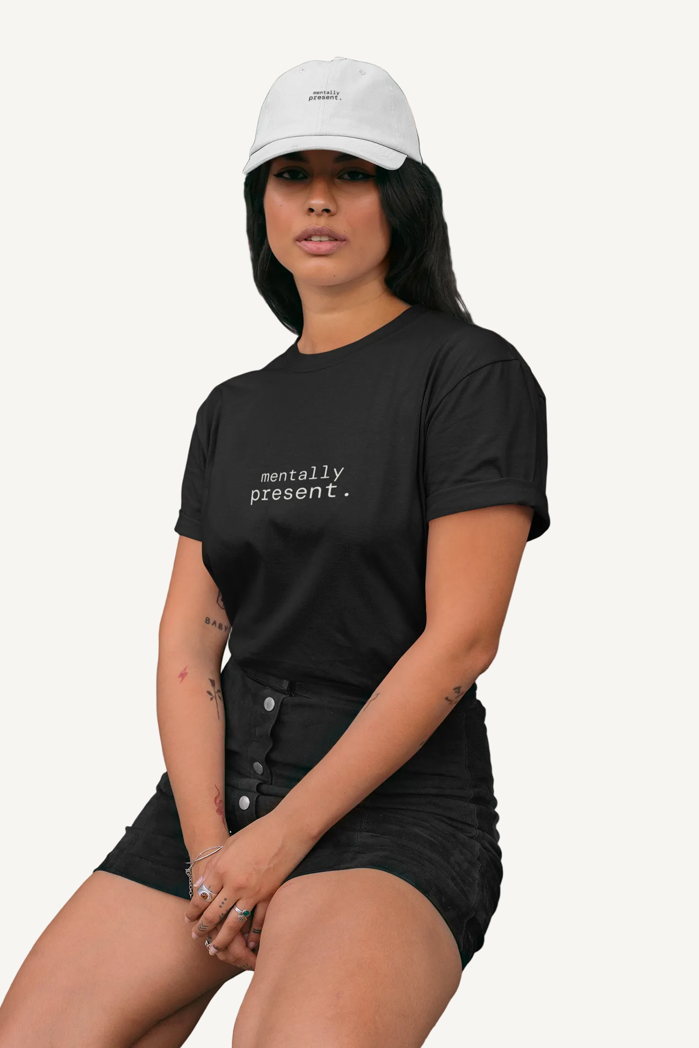 Mentally Present. T-Shirt | Minimalist Text | Regular Fit