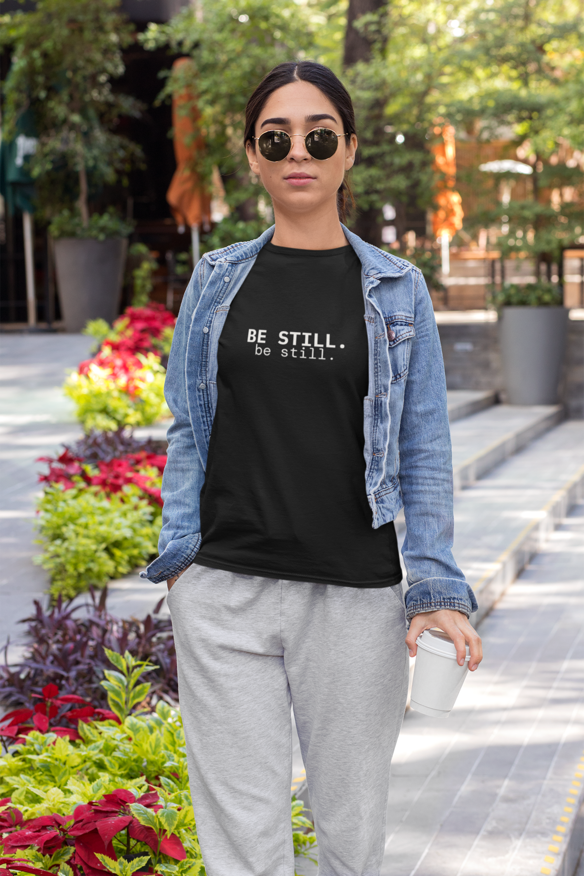 Be Still. T-Shirt | Minimalist Script | Regular Fit