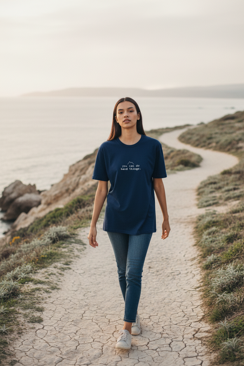 you can do hard things — navy tee, coastal